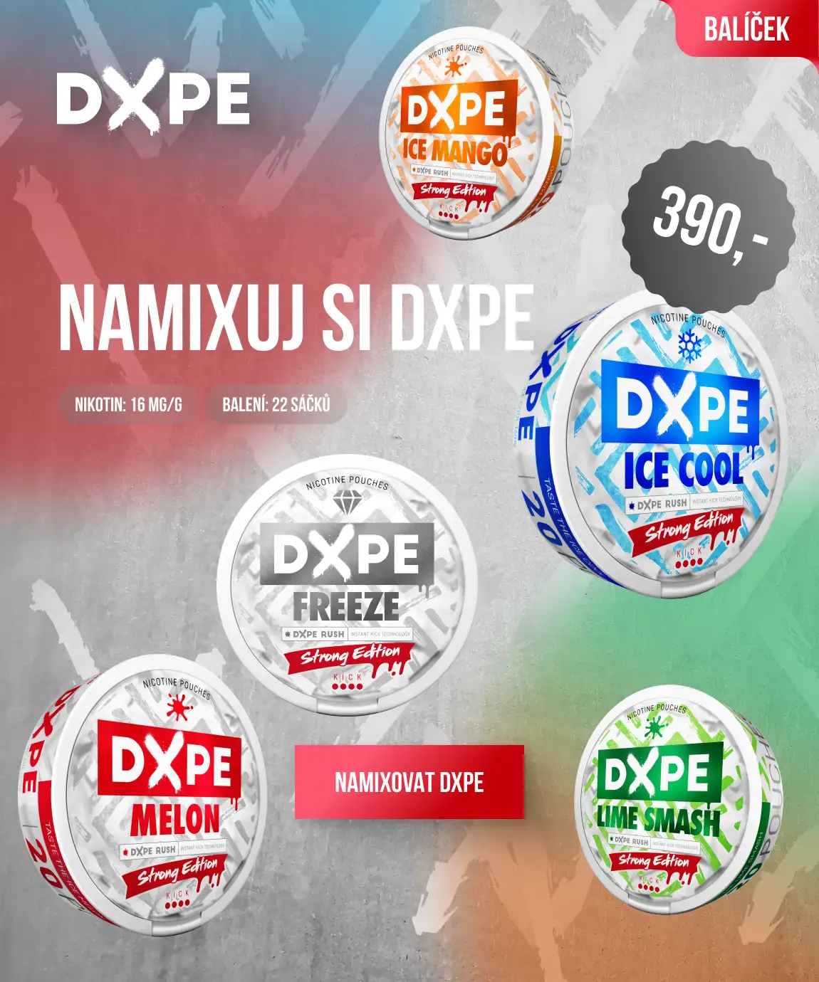 Namixuj si balíček DXPE podle své chuti